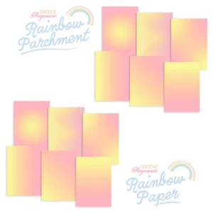 6 erineva mustriga pärgament- ja disainpaberi komplekt